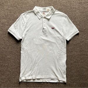 Levi’s White Short Sleeve Polo Mens Small Cotton Standard Fit Casual Work Top